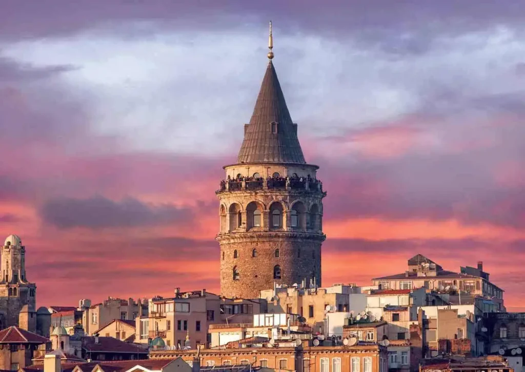 Watching the view from Galata Tower