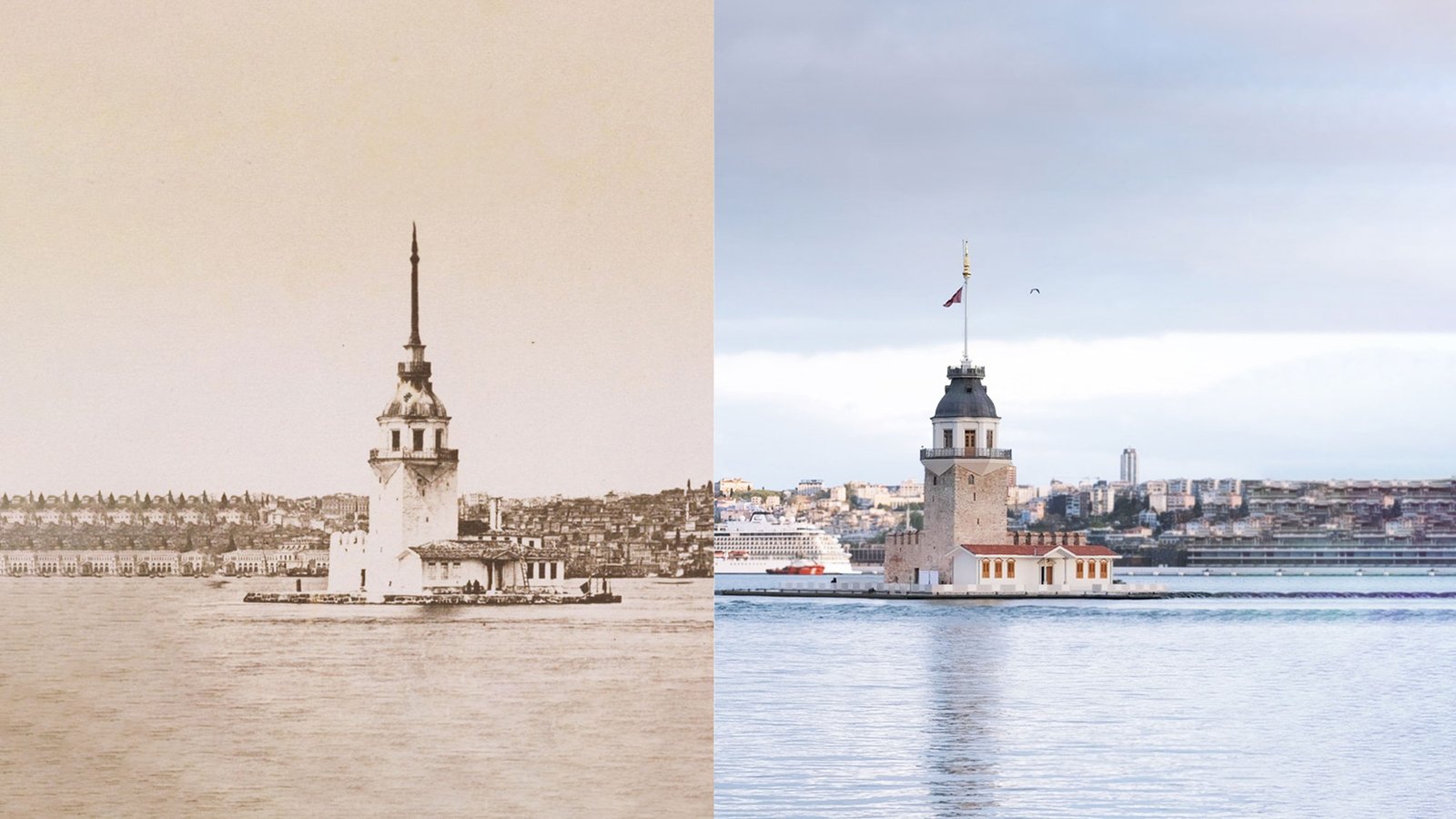 Change of the Maiden's Tower over the years